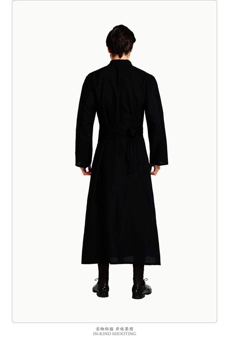 Halloween Costume Drama Stage Performance Costume Male Noble Black Robe Priest Western Party Cosplay Costume