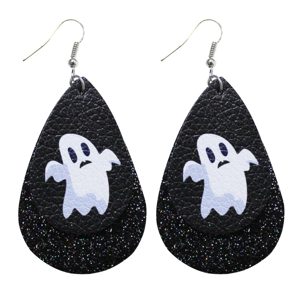 Halloween Leather Water Drop Earrings Fashion Simple Ghost Festival Earrings Personalized Skull Pumpkin Lantern Earrings Factory Hot Sale