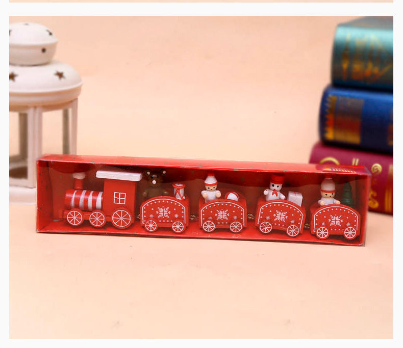 Strict selection of Christmas decorations cartoon creative children's Christmas gifts small train wooden window desktop ornaments