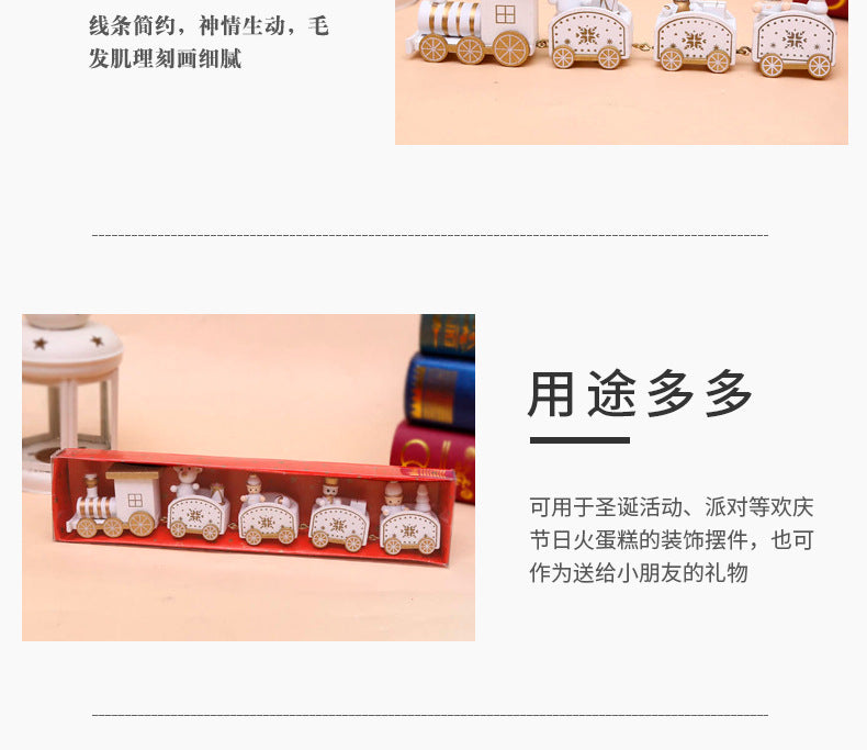 Strict selection of Christmas decorations cartoon creative children's Christmas gifts small train wooden window desktop ornaments