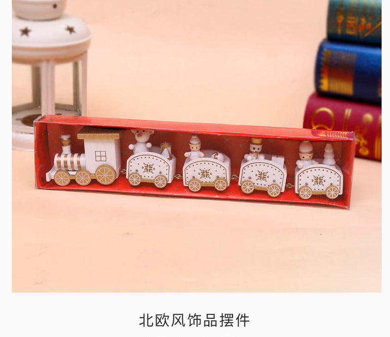 Strict selection of Christmas decorations cartoon creative children's Christmas gifts small train wooden window desktop ornaments