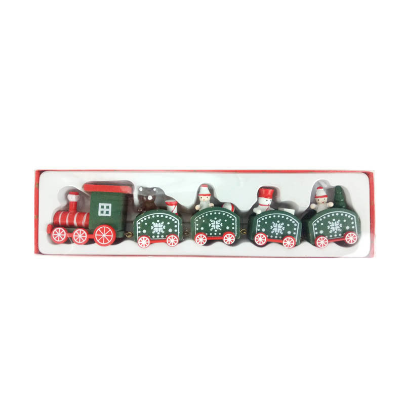Strict selection of Christmas decorations cartoon creative children's Christmas gifts small train wooden window desktop ornaments
