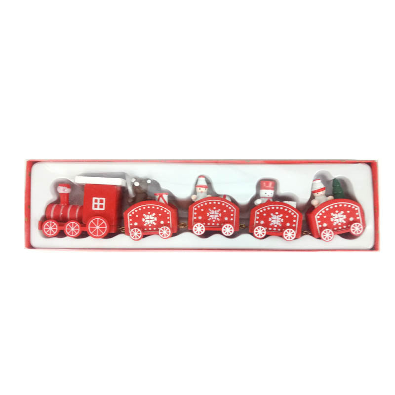Strict selection of Christmas decorations cartoon creative children's Christmas gifts small train wooden window desktop ornaments