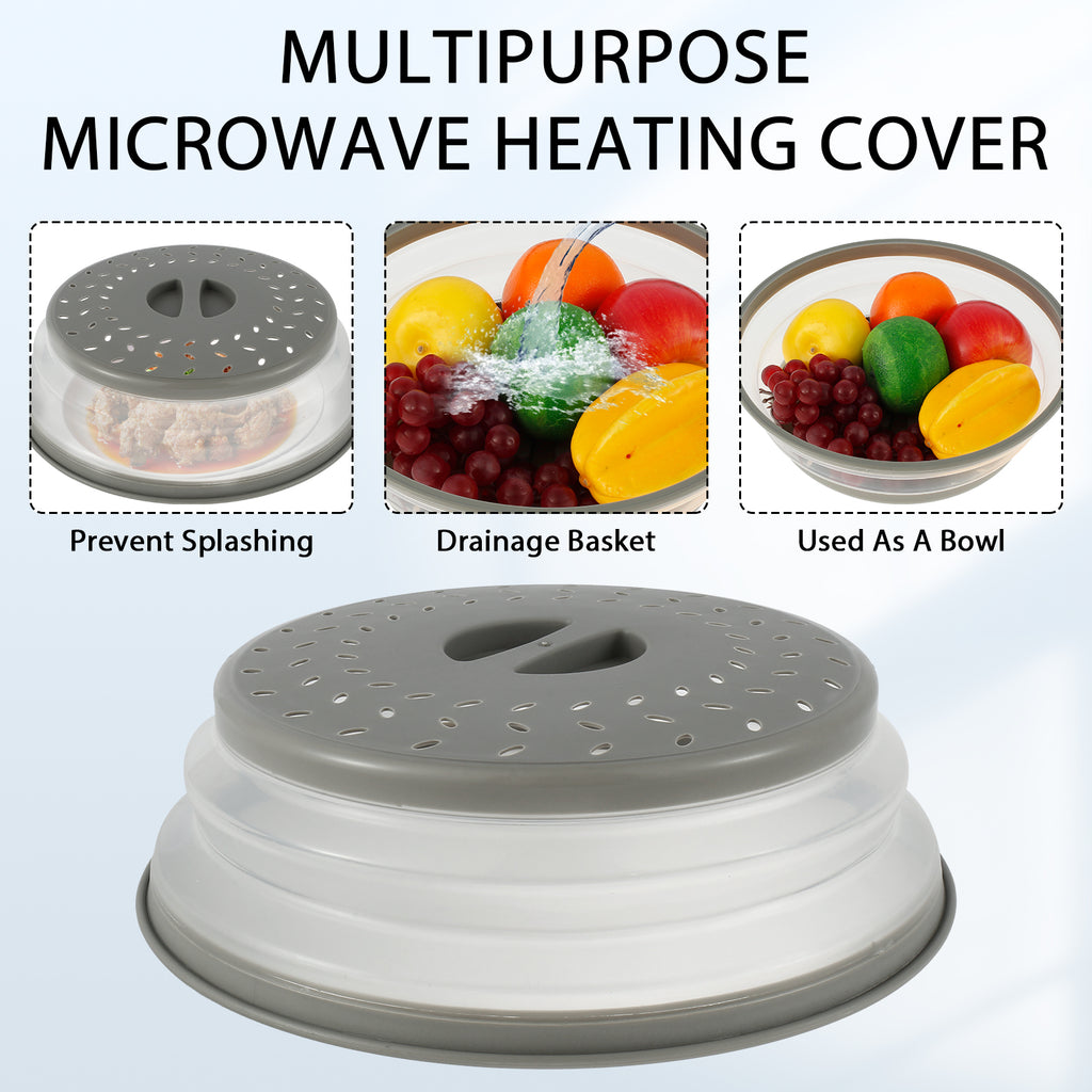 Microwave Splatter Cover 10.5inch Collapsible with Handle Multi Functional Microwave Plate Cover BPA Free Dishwasher-Safe