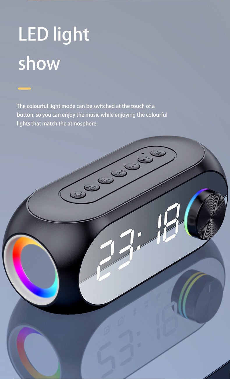 RGB Wireless Bluetooth Speaker Subwoofer Alarm Clock FM Radio Clock USB Charging Electronic Clock Home Desktop Mirror Decoration