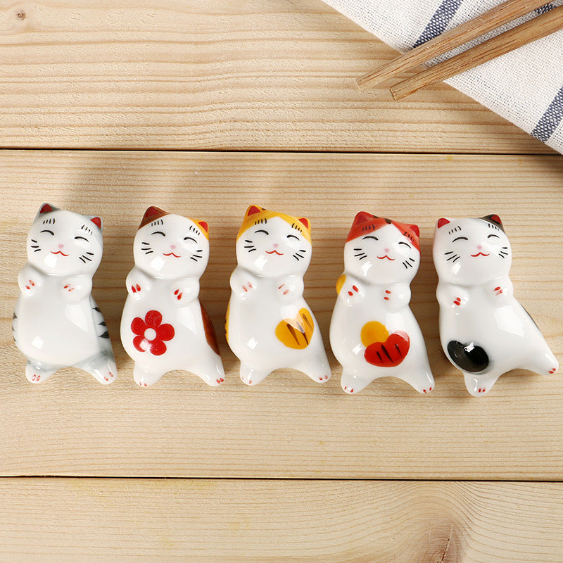 Cute Cat Ceramic Chopsticks Holder Stand Fine Design Chopstick Rack Pillow Care Rest Japanese Style Kitchen Tableware Tools New
