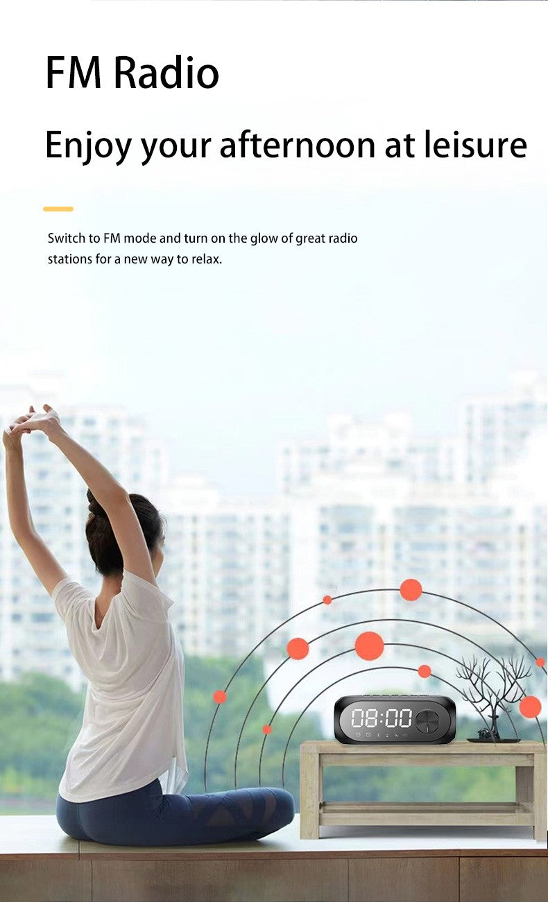 RGB Wireless Bluetooth Speaker Subwoofer Alarm Clock FM Radio Clock USB Charging Electronic Clock Home Desktop Mirror Decoration