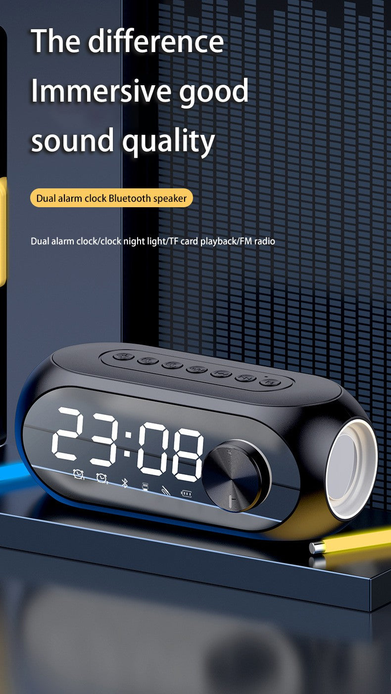 RGB Wireless Bluetooth Speaker Subwoofer Alarm Clock FM Radio Clock USB Charging Electronic Clock Home Desktop Mirror Decoration