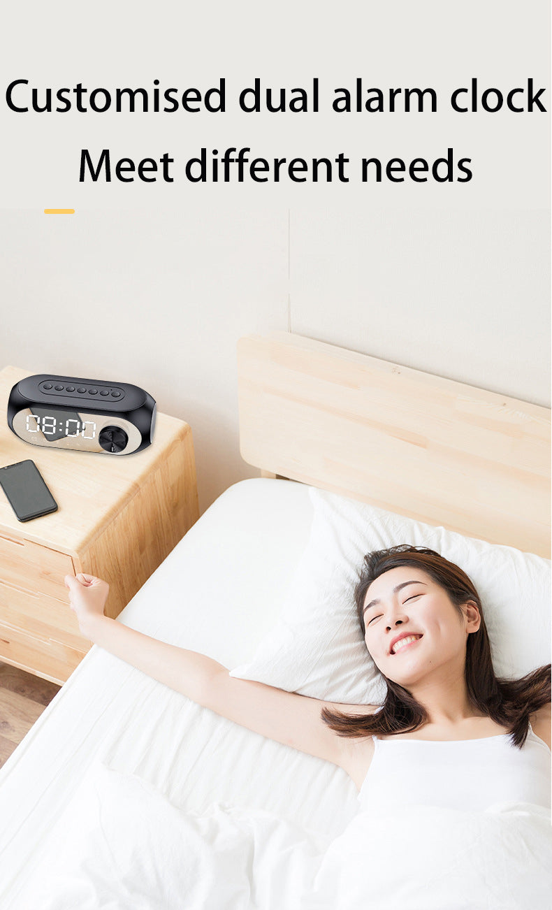 RGB Wireless Bluetooth Speaker Subwoofer Alarm Clock FM Radio Clock USB Charging Electronic Clock Home Desktop Mirror Decoration