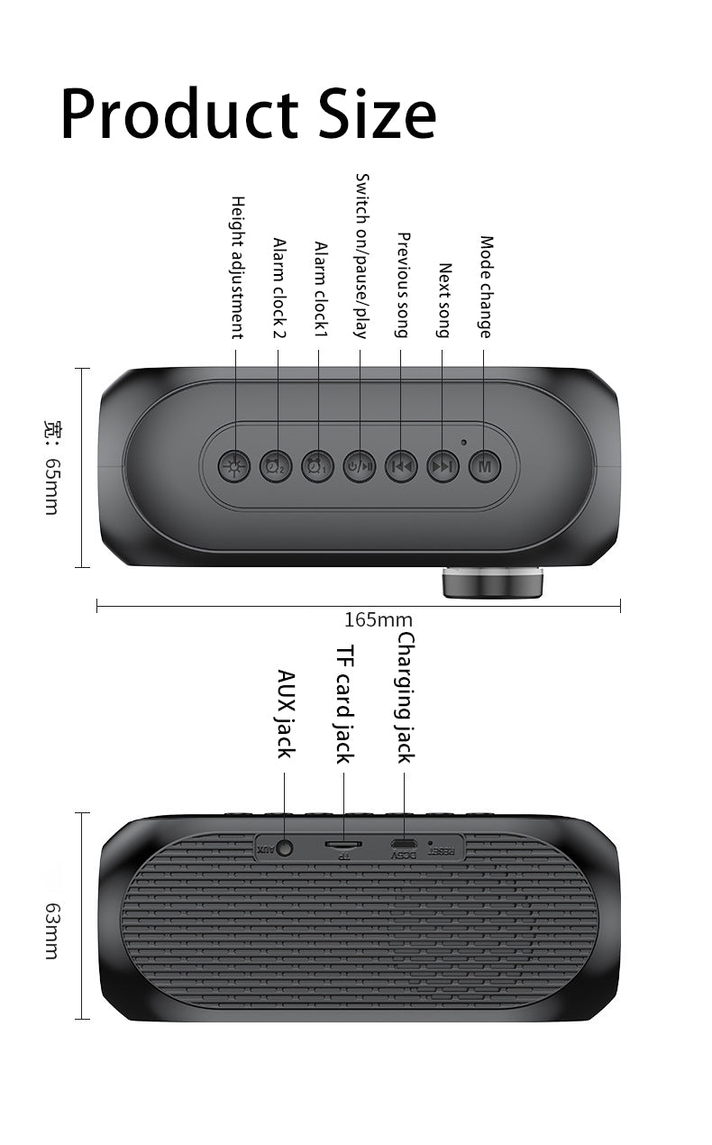 RGB Wireless Bluetooth Speaker Subwoofer Alarm Clock FM Radio Clock USB Charging Electronic Clock Home Desktop Mirror Decoration
