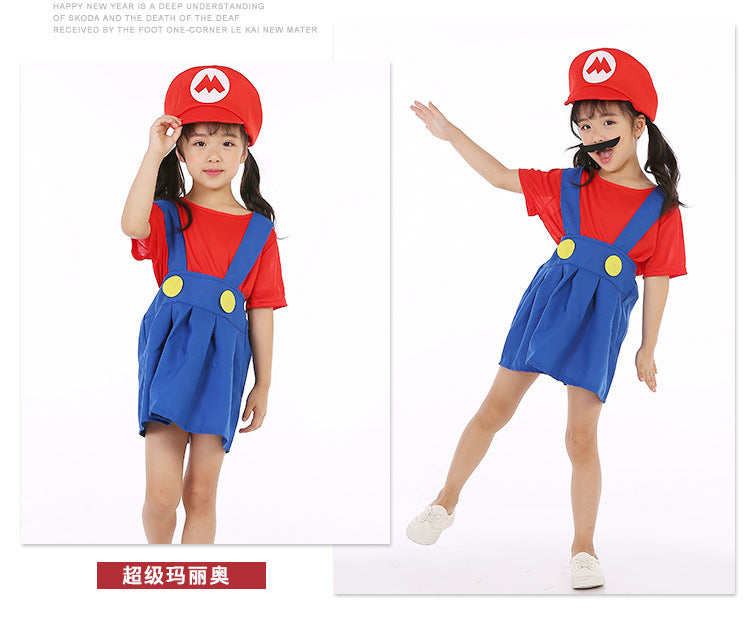 Halloween cosplay Anime Costume Parent Child cosplay Children Mario Clothes Super Mary Costume
