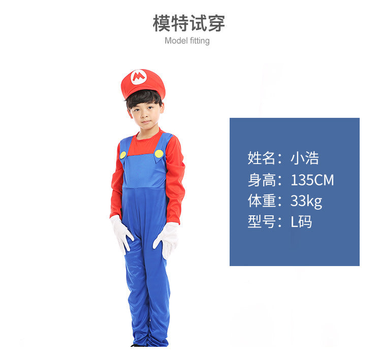 Halloween cosplay Anime Costume Parent Child cosplay Children Mario Clothes Super Mary Costume