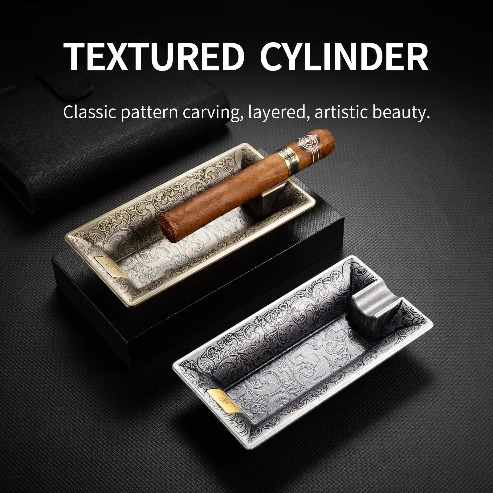 Cigar Ashtray Luxury Retro Large Caliber Holder Ash Tray Cigarette Tobacco Home Office Decoration Portable Single Slot CKA-1001