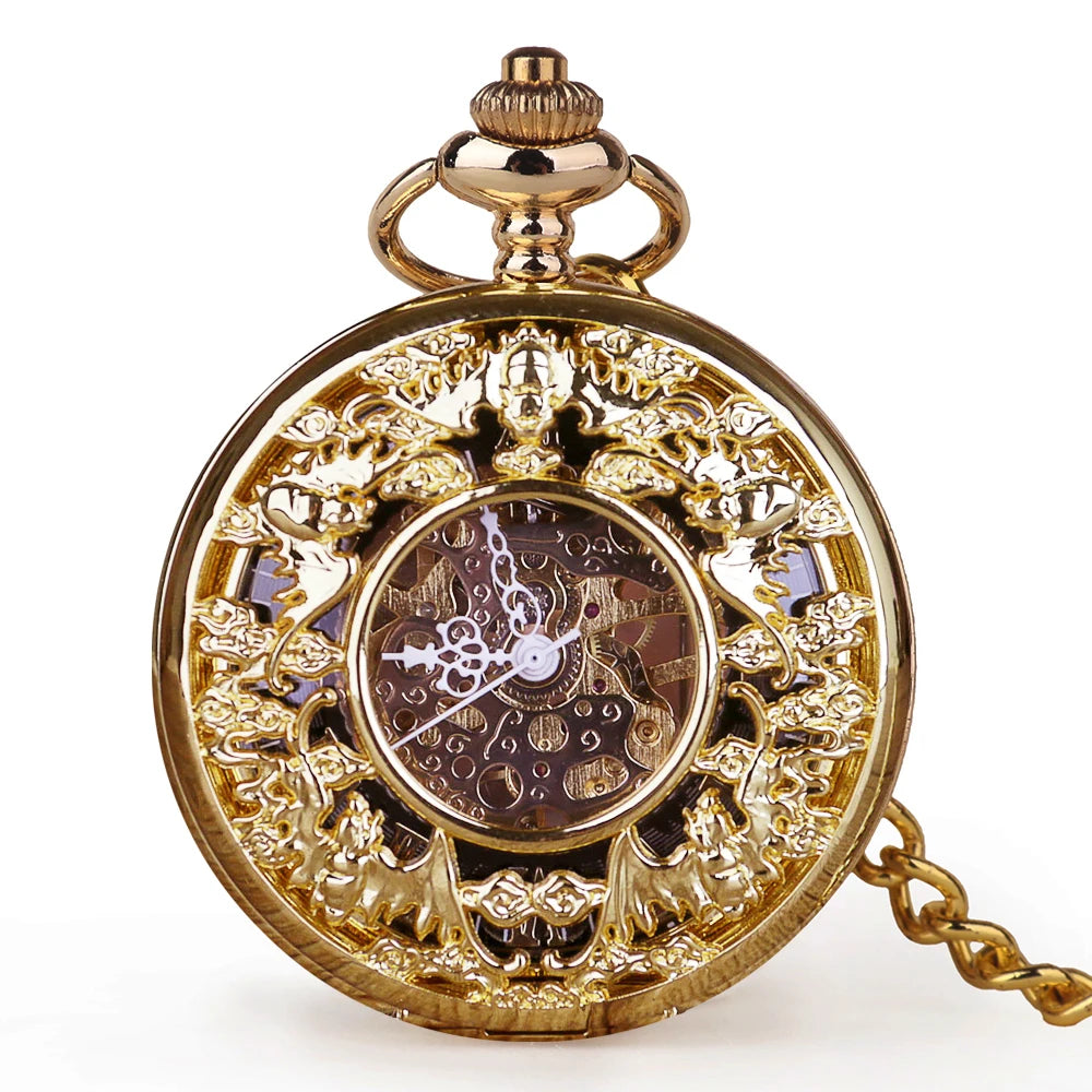 Gold Fashion Luxury Vintage Mechanical Pocket Watch Personalised Hollow