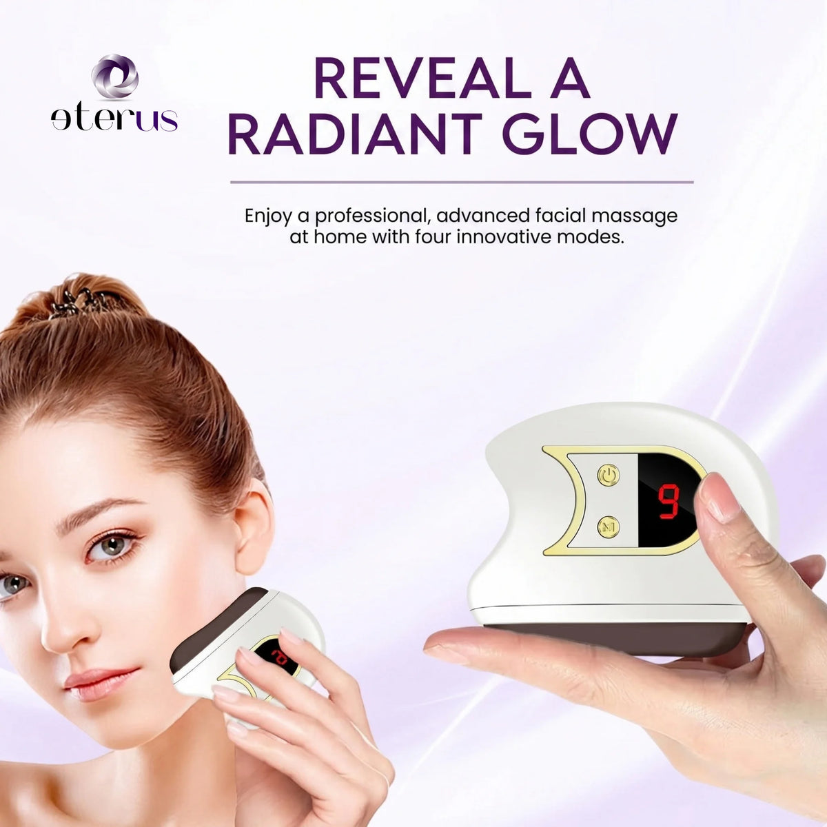 Electric Gua Sha Facial Massager with Red Light Glow