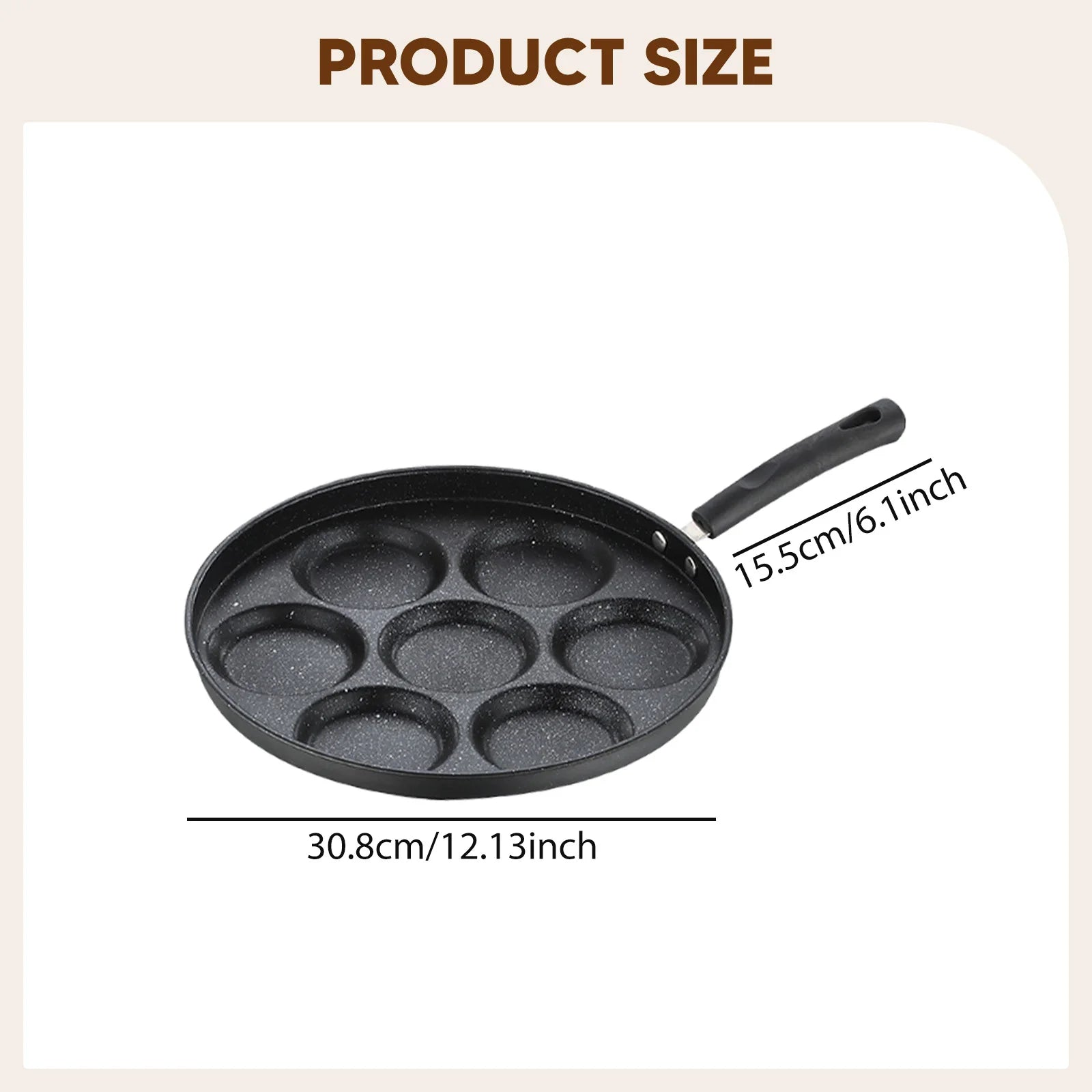 Seven-Hole Egg Frying Pan Non-Stick Frying Pan Household Frying Pan Egg Burger Breakfast Mold Induction Cooker For Outdoor Camp