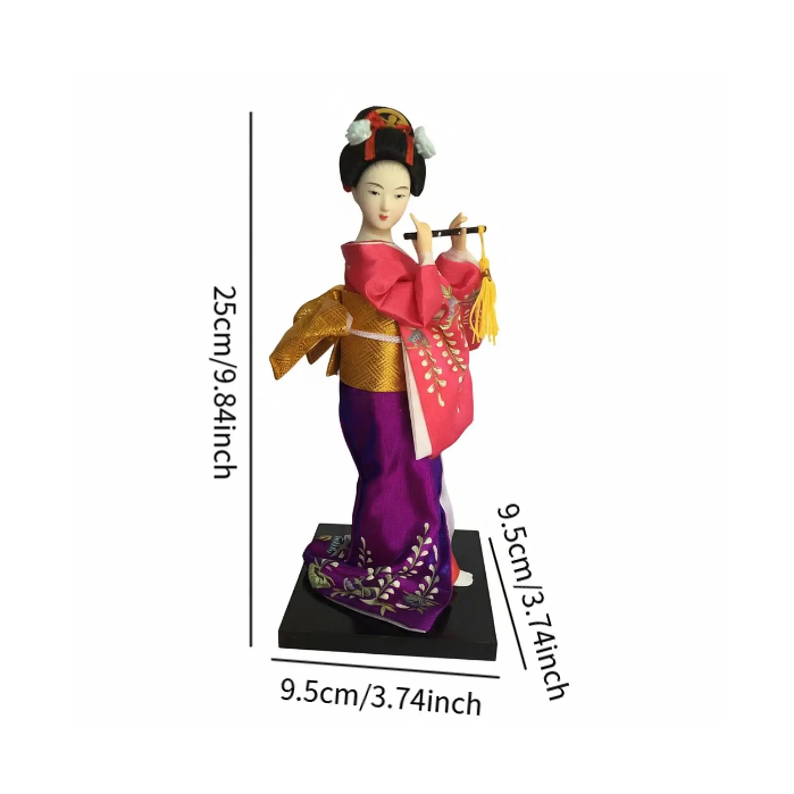 Japanese Geisha 9" Free Standing Oriental Ancient Kabuki Girl Statue Kimono Dolls Ornament for Shelf Table Home Office Decor