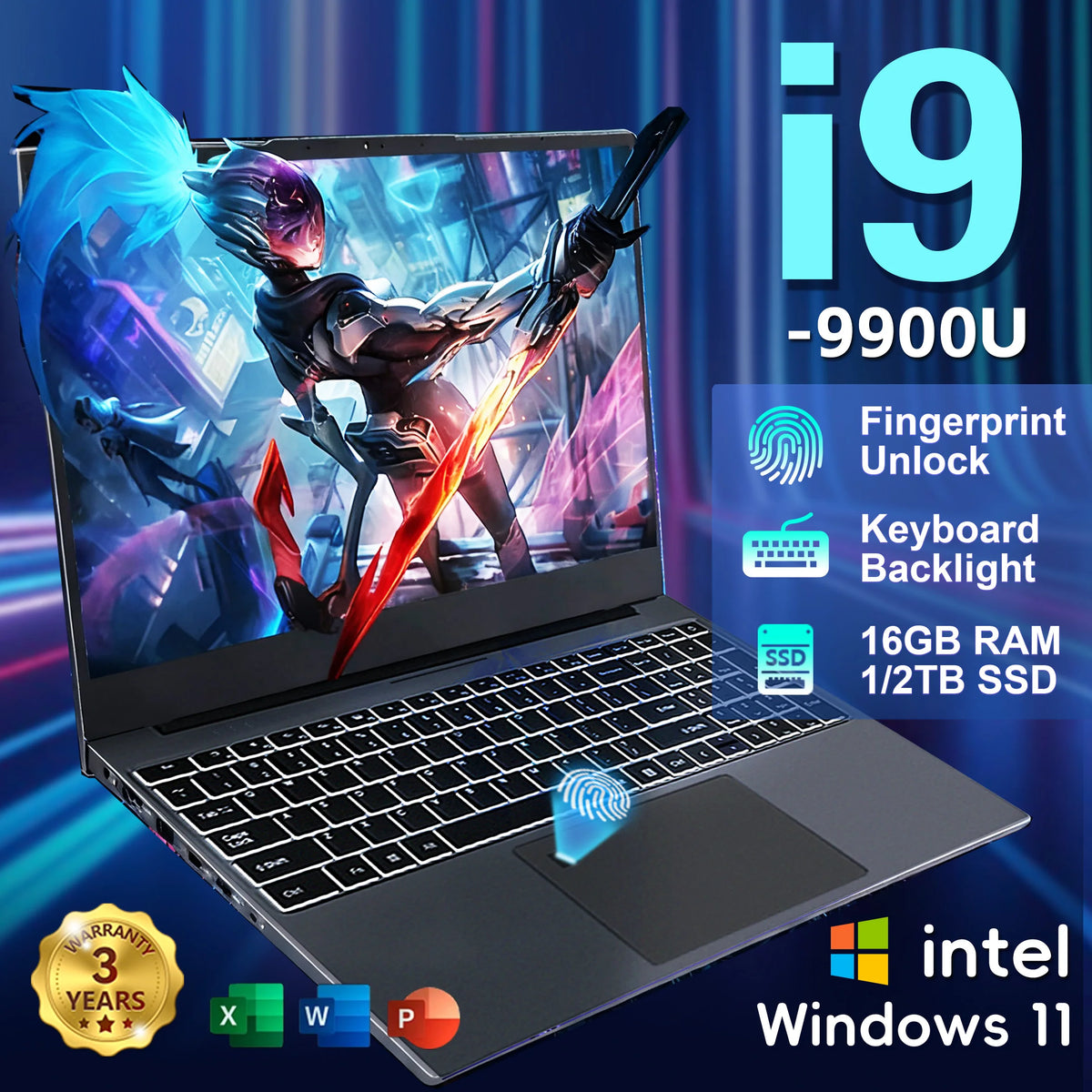 I9 Laptop Windows11 Pro 15.6" Ultra Portable Laptop intel