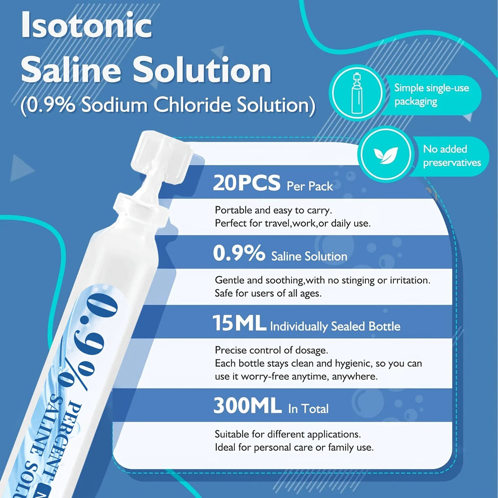 20pcs 15ml 0.9% Saline Solution Sodium Chloride Physiological Saline