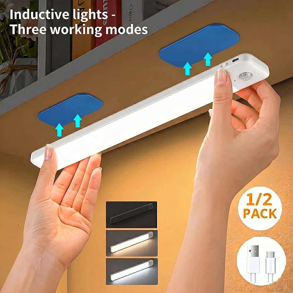 LED Motion Sensor Light Wireless LED Night Light Type C Rechargeable Light Cabinet Wardrobe Lamp Staircase Backlight For Kitchen