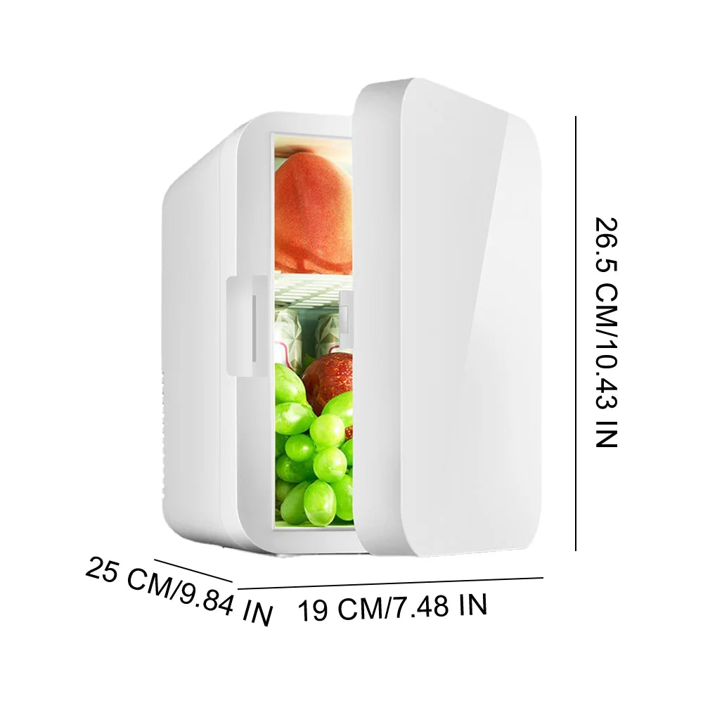 Portable Vehicle Refrigerator 8L Mini Compact Fridge Cooling Heating For Skin Care Cosmetic Beverages Drinks Office Dorm and Car