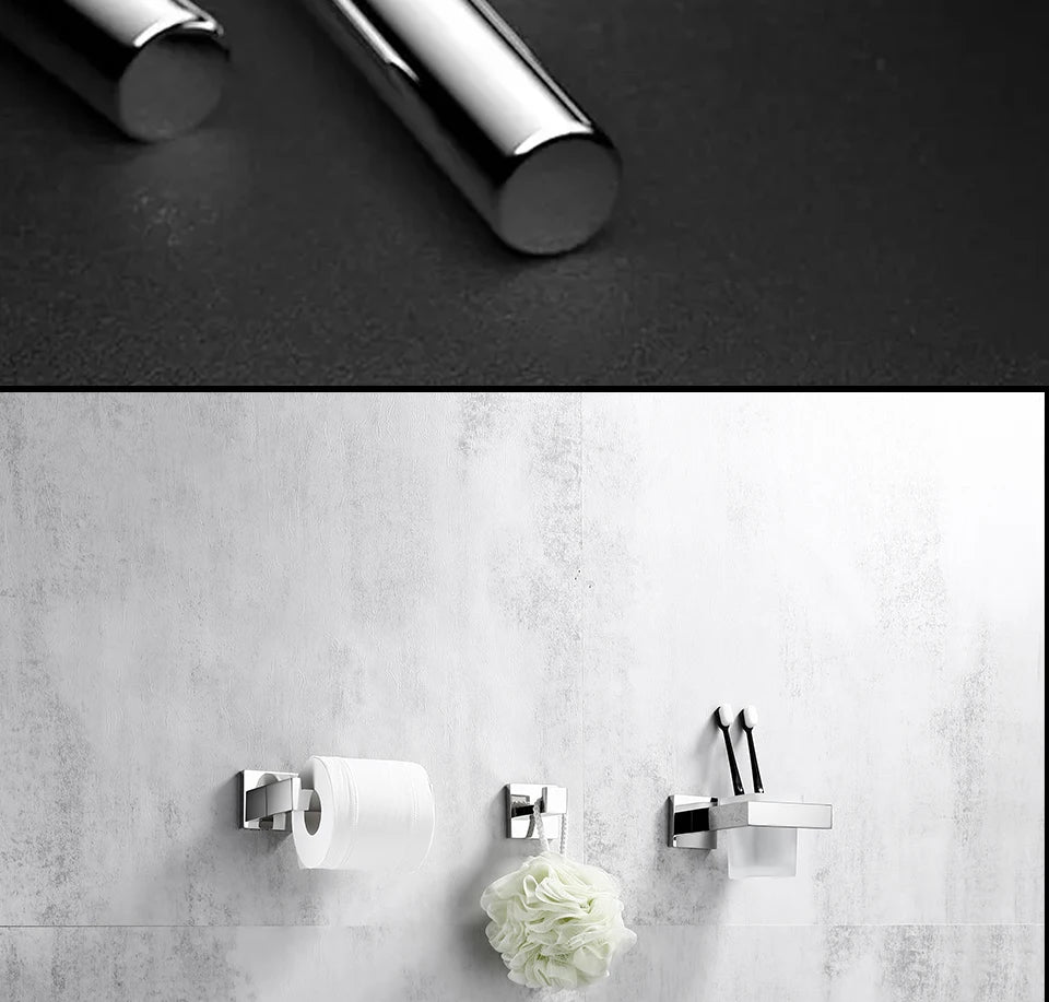 Polished Chrome Wall-mounted Stainless Steel Clothes Hook Toilet Paper Holder Towel Bar Kitchen Facilities Bathroom Accessories