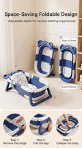 UBRAVOO Foldable Baby Bathtub Set With Detachable Parts And Temperature Display; Suitable For Newborns And Infants Aged 0 To 36 Months.