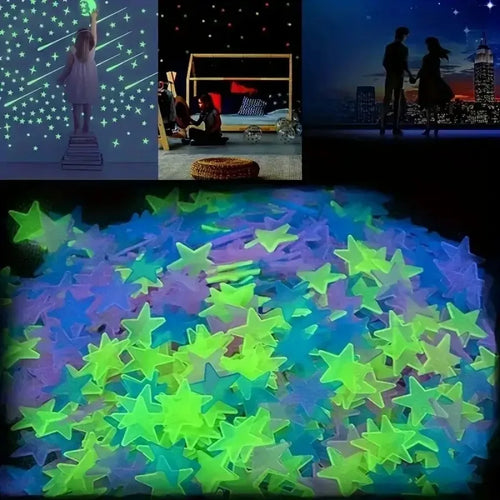 100/200 Pcs Luminous Star Wall Sticker, Suitable for Bedroom, and Wall Decoration, Creating An Exclusive Starry Sky Wall