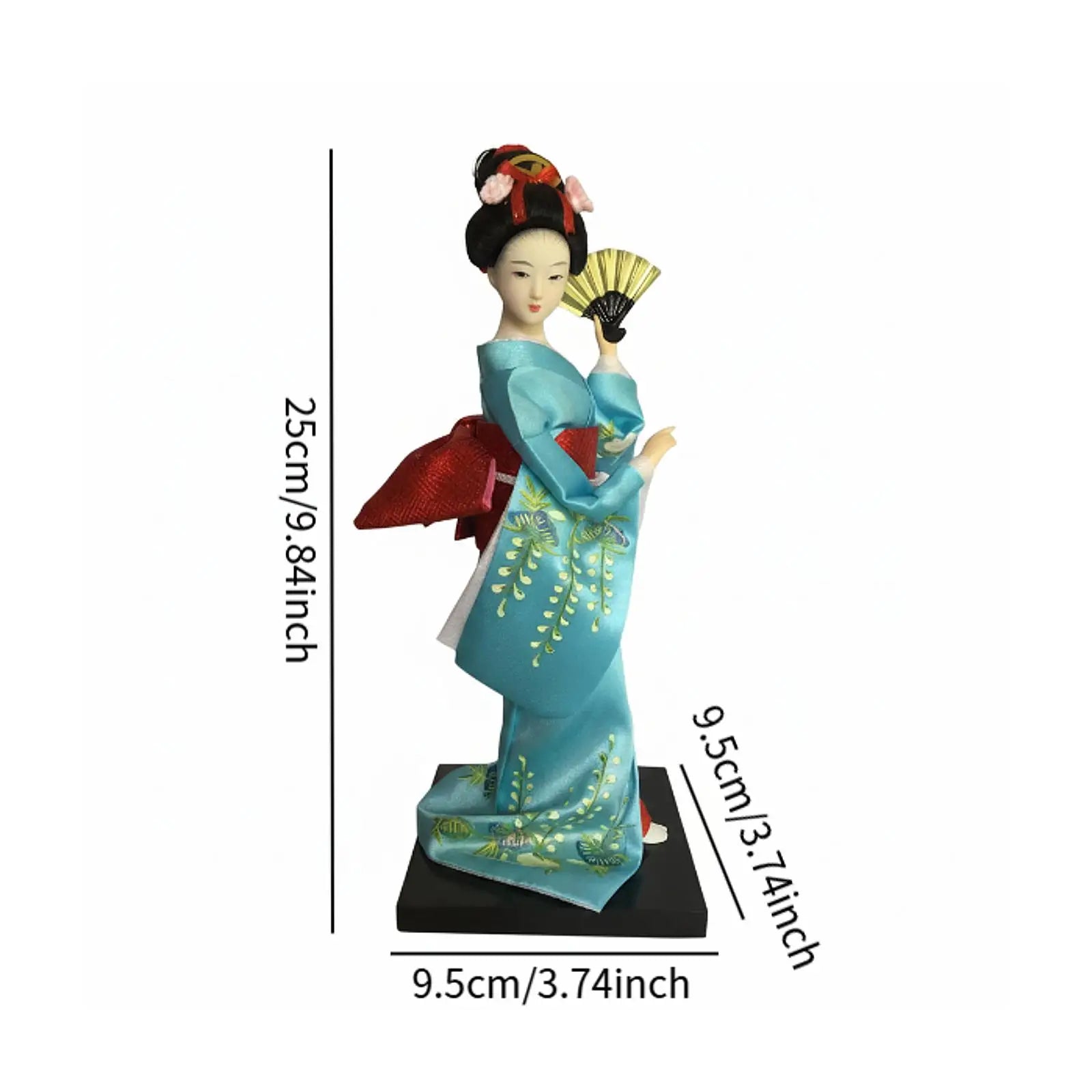 Japanese Geisha 9" Free Standing Oriental Ancient Kabuki Girl Statue Kimono Dolls Ornament for Shelf Table Home Office Decor