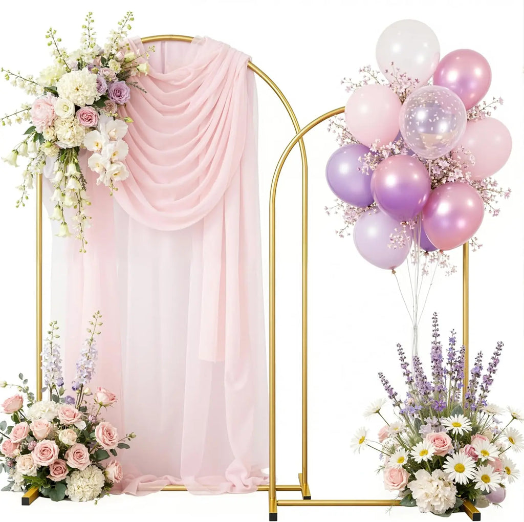 Gold Metal Wedding Arch Backdrop Stand 6FT &amp;7.2FT Heavy‑Duty