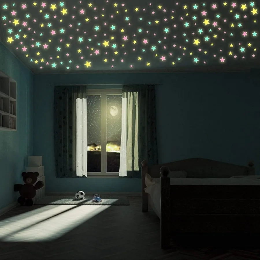 100/200 Pcs Luminous Star Wall Sticker, Suitable for Bedroom, and Wall Decoration, Creating An Exclusive Starry Sky Wall
