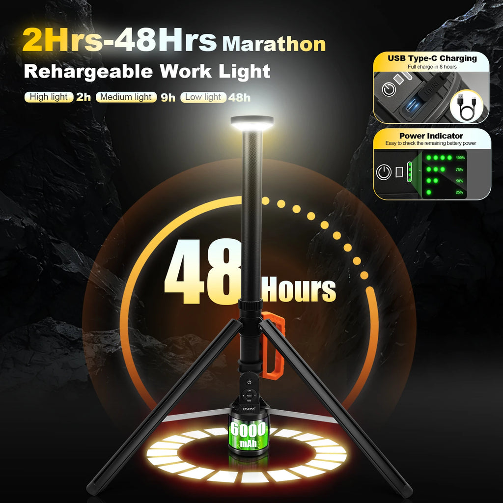 360° Rechargeable Work Light Remote Control 8.4Ft Max Height