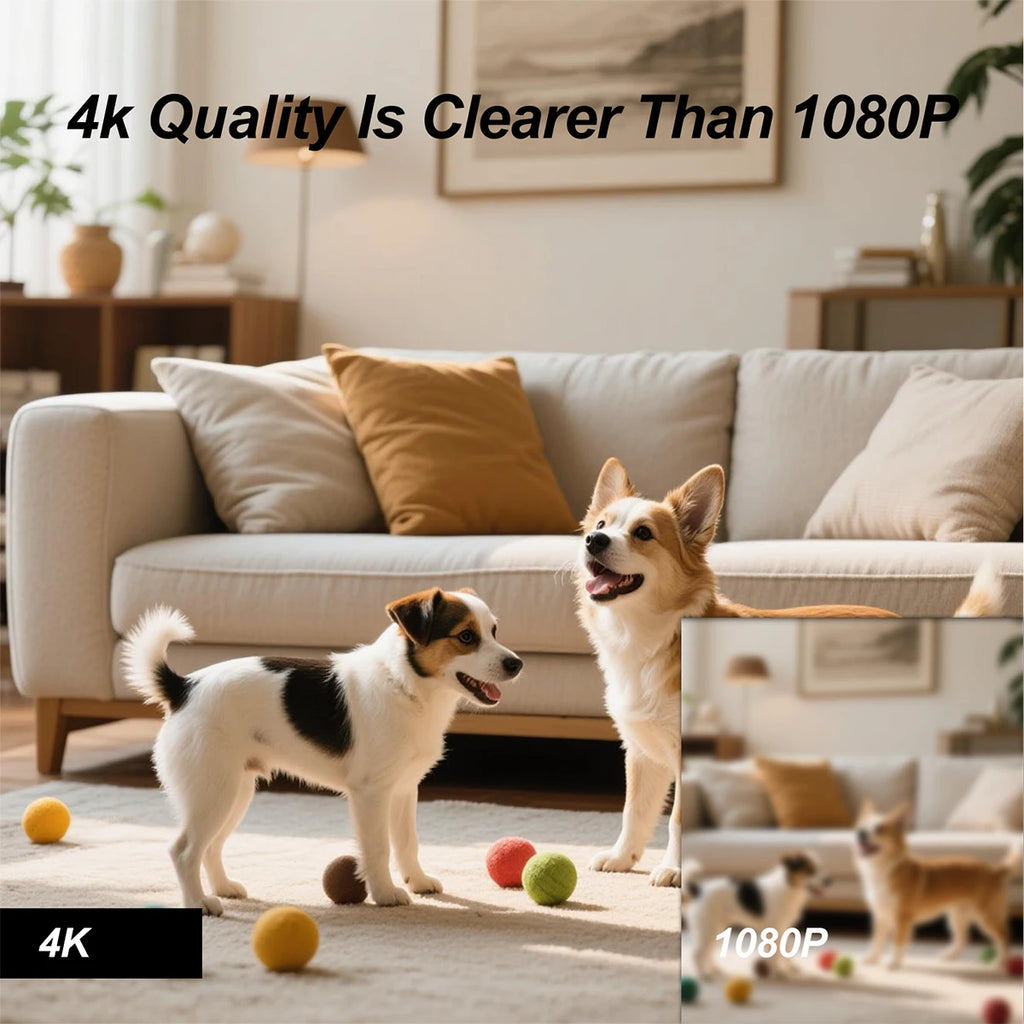 4K UHD Camera Wireless Charger, 5-in-1 WiFi6 Home Security Monitor with Clock Alarm Thermometer, Motion Detection, Storage