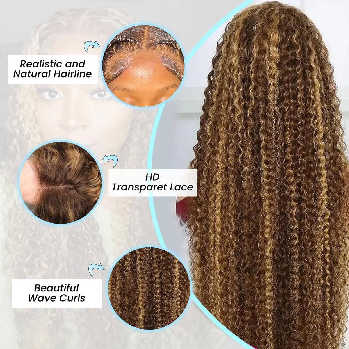 Honey Blonde Deep Wave HD Lace Front Wig