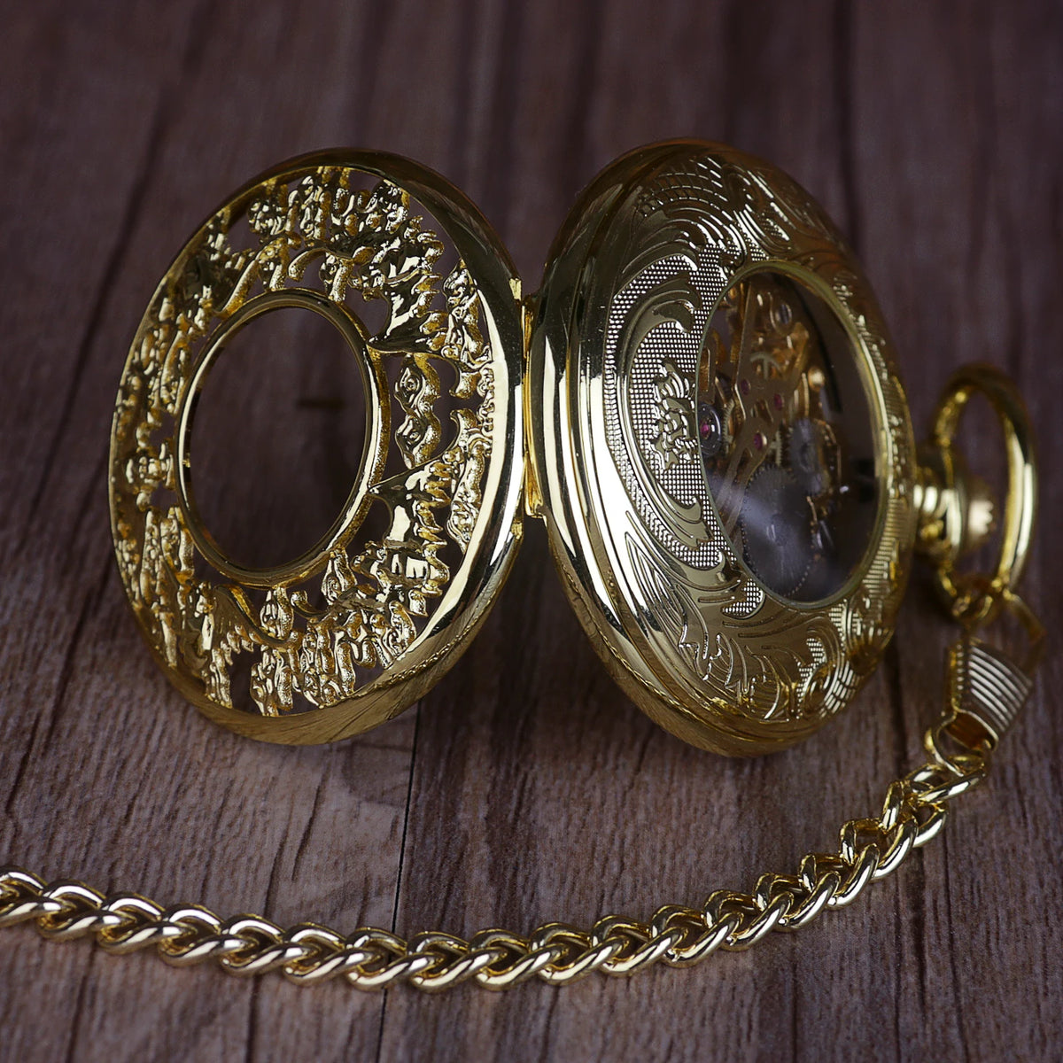Gold Fashion Luxury Vintage Mechanical Pocket Watch Personalised Hollow