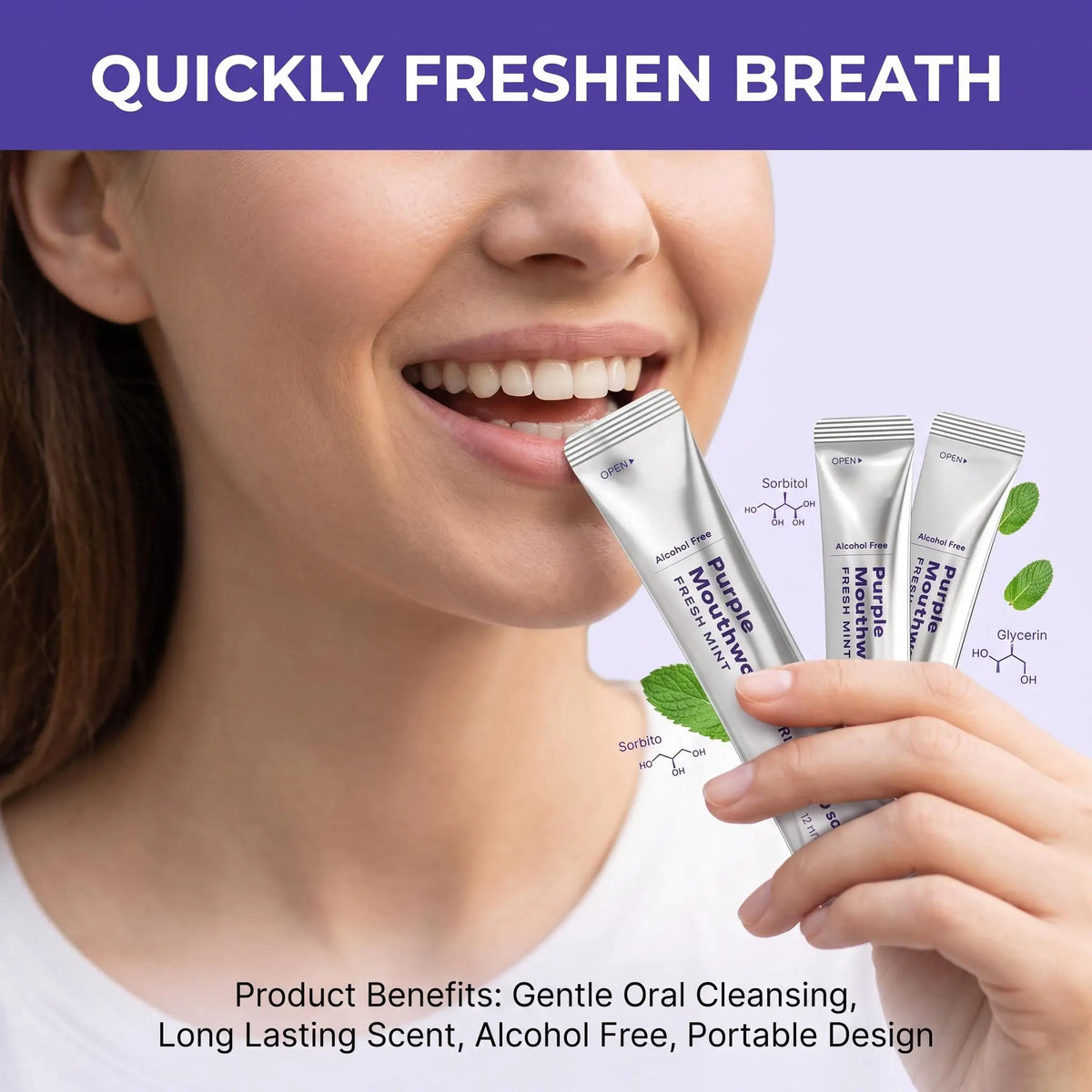 Purple Mouthwash for Teeth Whitening Nano Hydroxyapatite Remove Stains