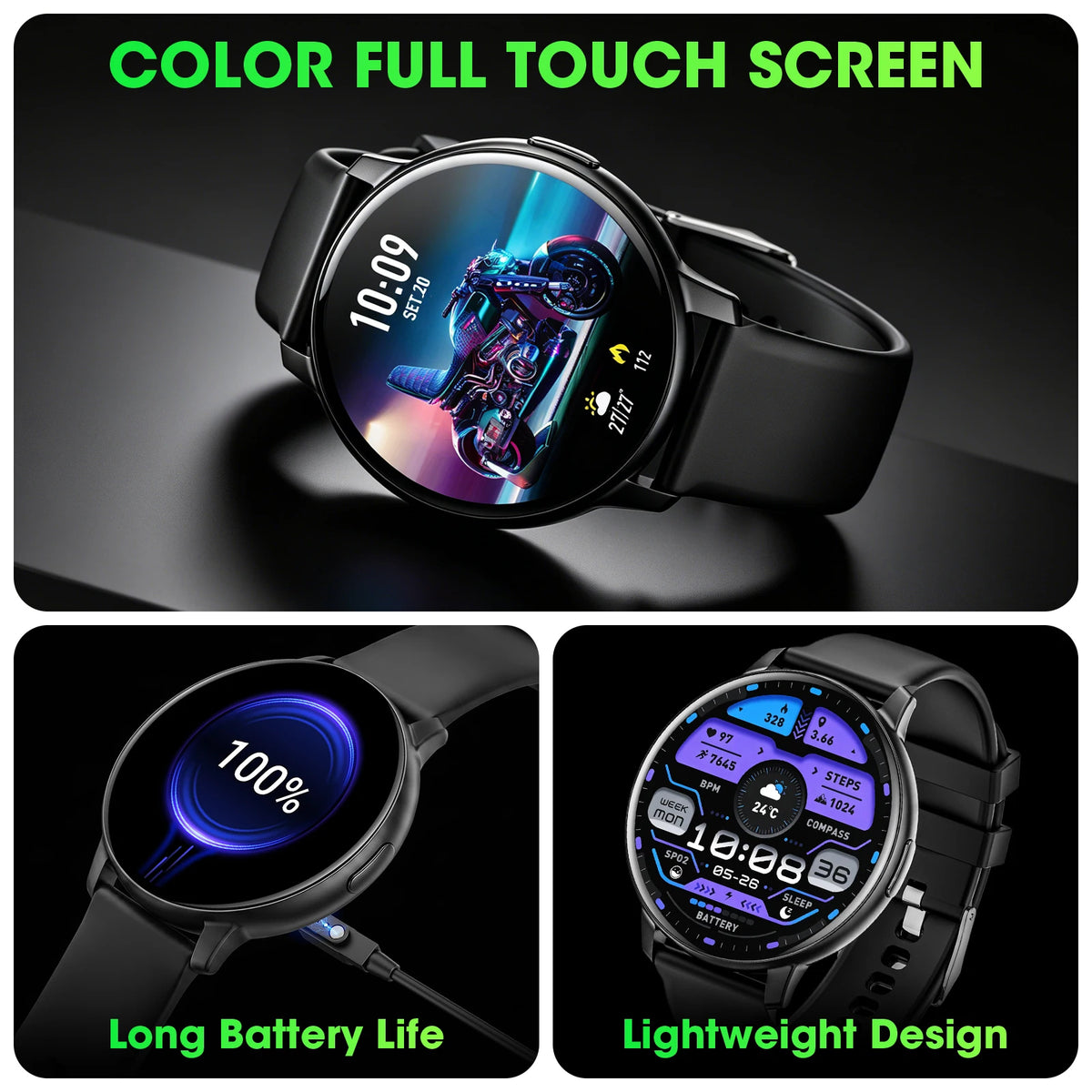 Smart Watch Bluetooth Call 1.38" Full Touch Screen Fitness