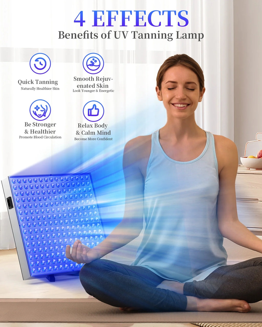 225LED Tanning Lamp 460nm Blue Light Therapy Device Tanning Machine for Body Face Sunless Tanning Light Home Use Portable Skin Care Beauty Equipment