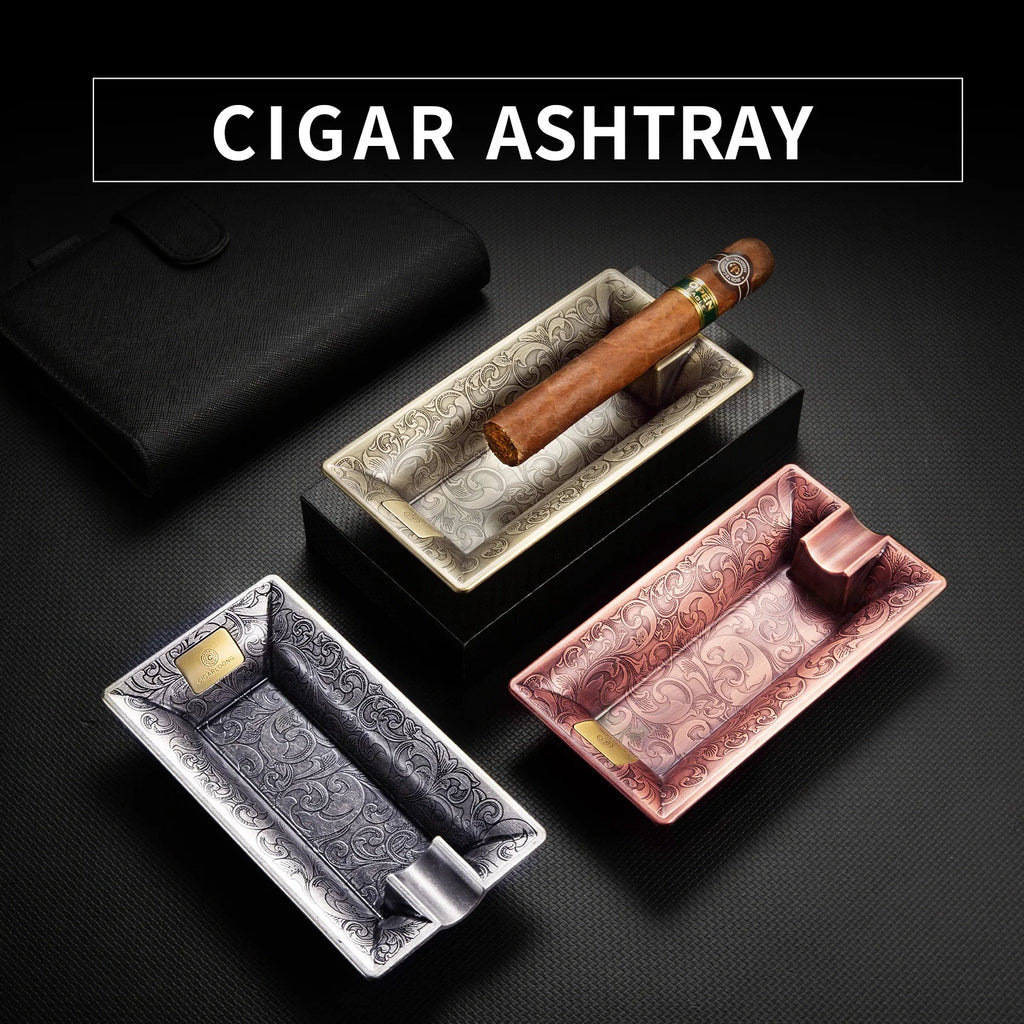 Cigar Ashtray Luxury Retro Large Caliber Holder Ash Tray Cigarette Tobacco Home Office Decoration Portable Single Slot CKA-1001