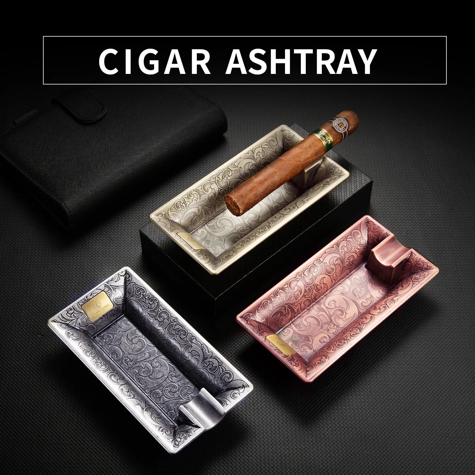 Cigar Ashtray Luxury Retro Large Caliber Holder Ash Tray Cigarette Tobacco Home Office Decoration Portable Single Slot CKA-1001
