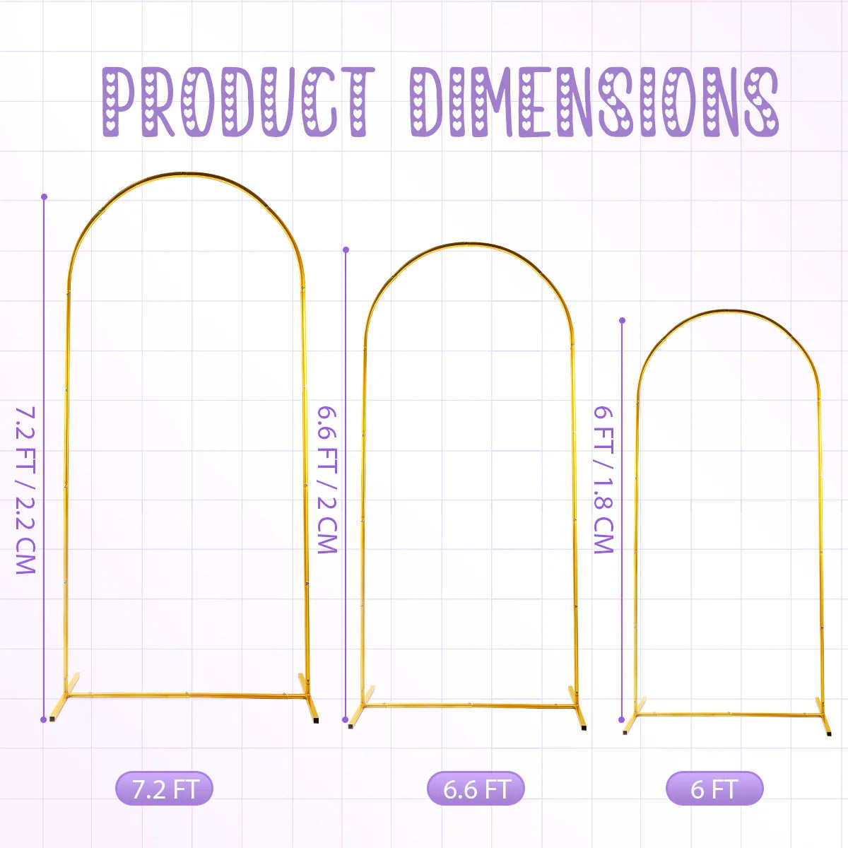 3Pack Golden Metal Arch Kits
