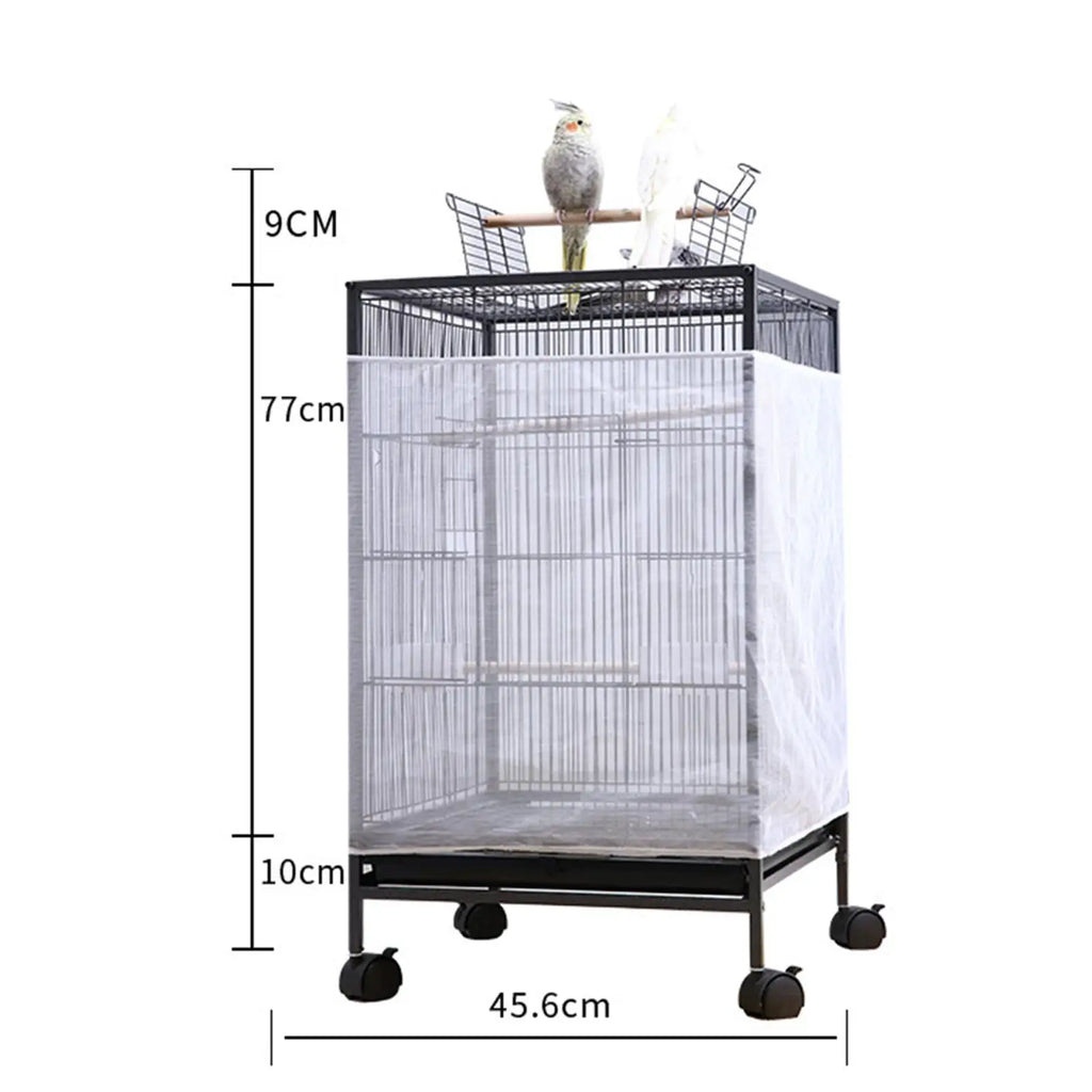 Bird Cage Mesh Cover Parrot Cage Catcher Cover for Cockatiel Parrot Budgies Indoor Covering Birdcage Elastic Cover Protector