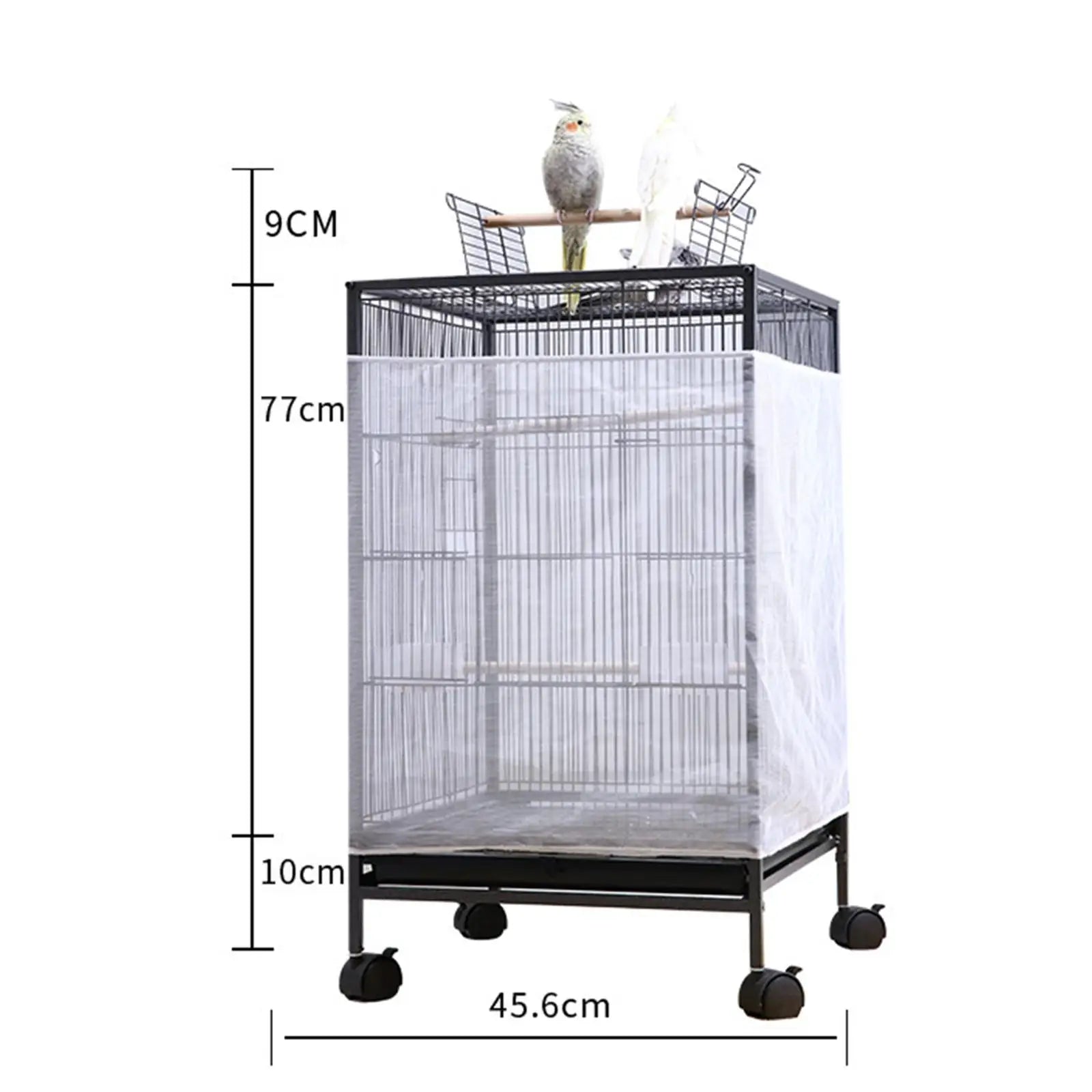 Bird Cage Mesh Cover Parrot Cage Catcher Cover for Cockatiel Parrot Budgies Indoor Covering Birdcage Elastic Cover Protector