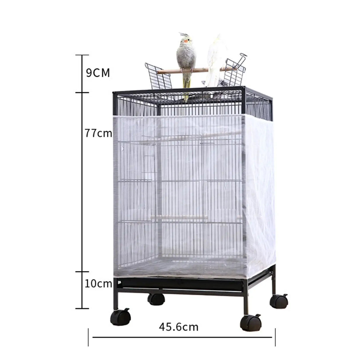 Bird Cage Mesh Cover Parrot Cage Catcher Cover for Cockatiel Parrot Budgies Indoor Covering Birdcage Elastic Cover Protector