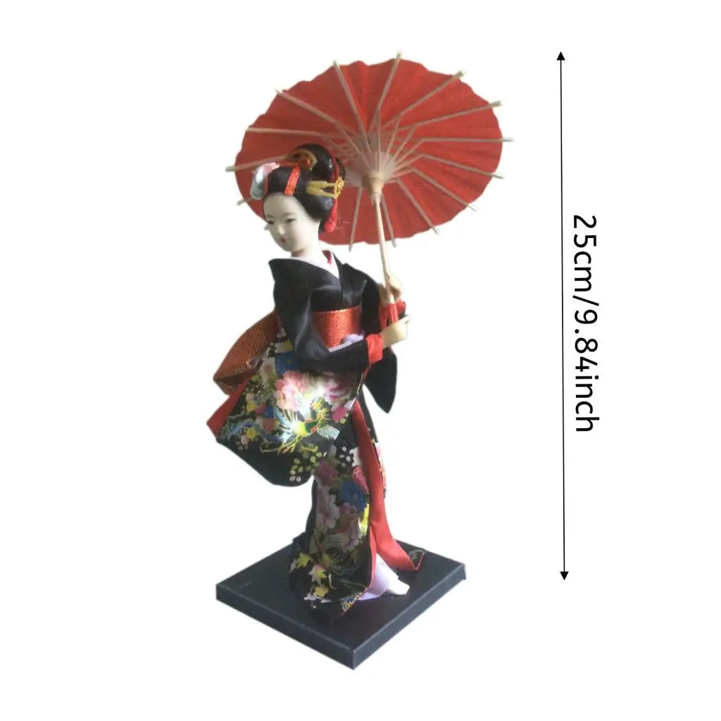 Japanese Geisha 9" Free Standing Oriental Ancient Kabuki Girl Statue Kimono Dolls Ornament for Shelf Table Home Office Decor