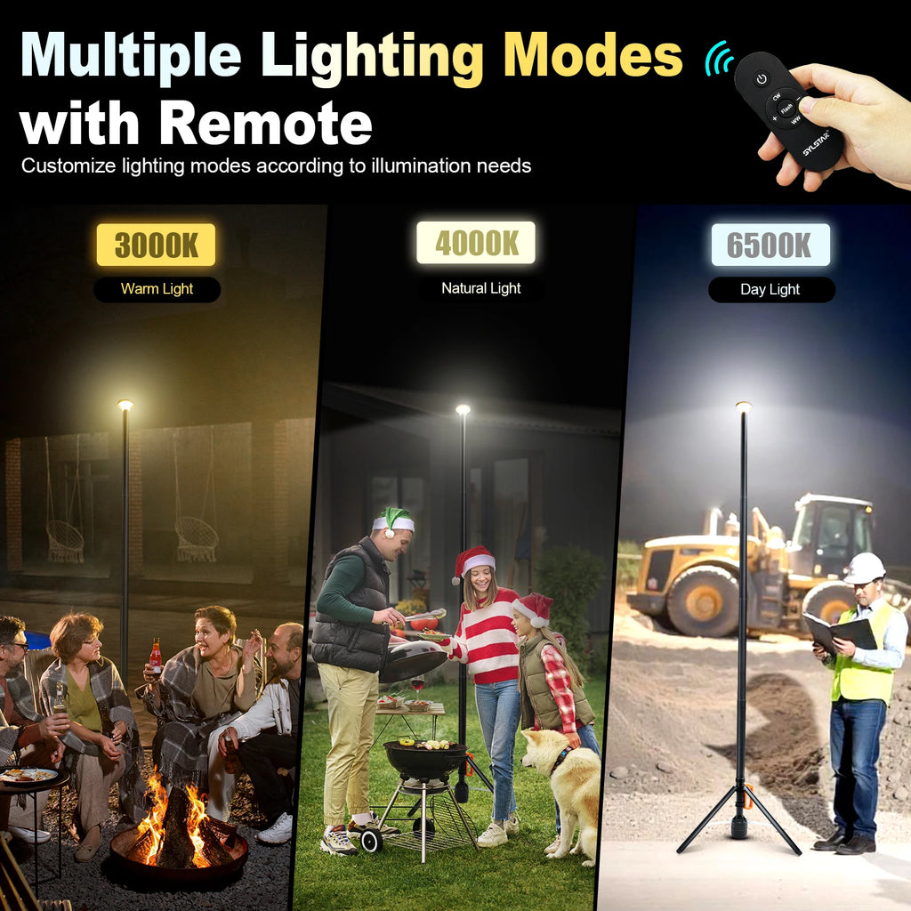 360° Rechargeable Work Light Remote Control 8.4Ft Max Height