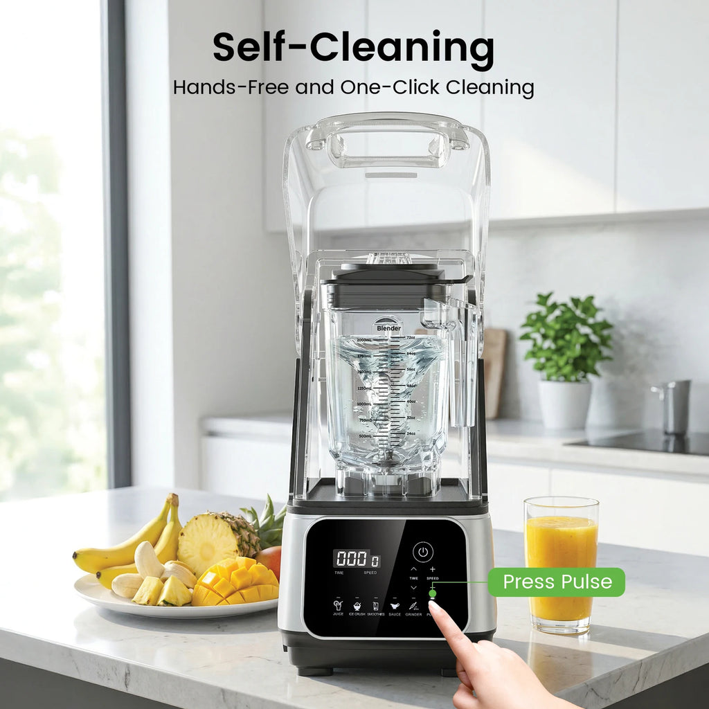 68oz Commercial Blender with Quiet Shield 2200W 6 in 1 Countertop Food Processor Easy Cleaning, for Juice, Ice Shakes, Smoothies