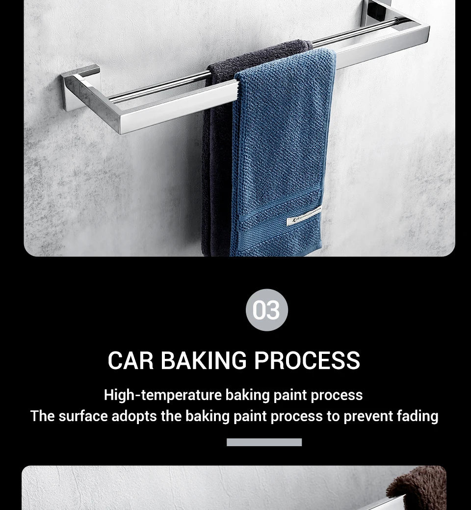 Polished Chrome Wall-mounted Stainless Steel Clothes Hook Toilet Paper Holder Towel Bar Kitchen Facilities Bathroom Accessories
