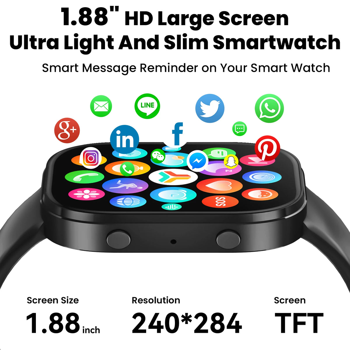 Y2 Smart Watch Bluetooth Call 1.88" TFT Screen IP67