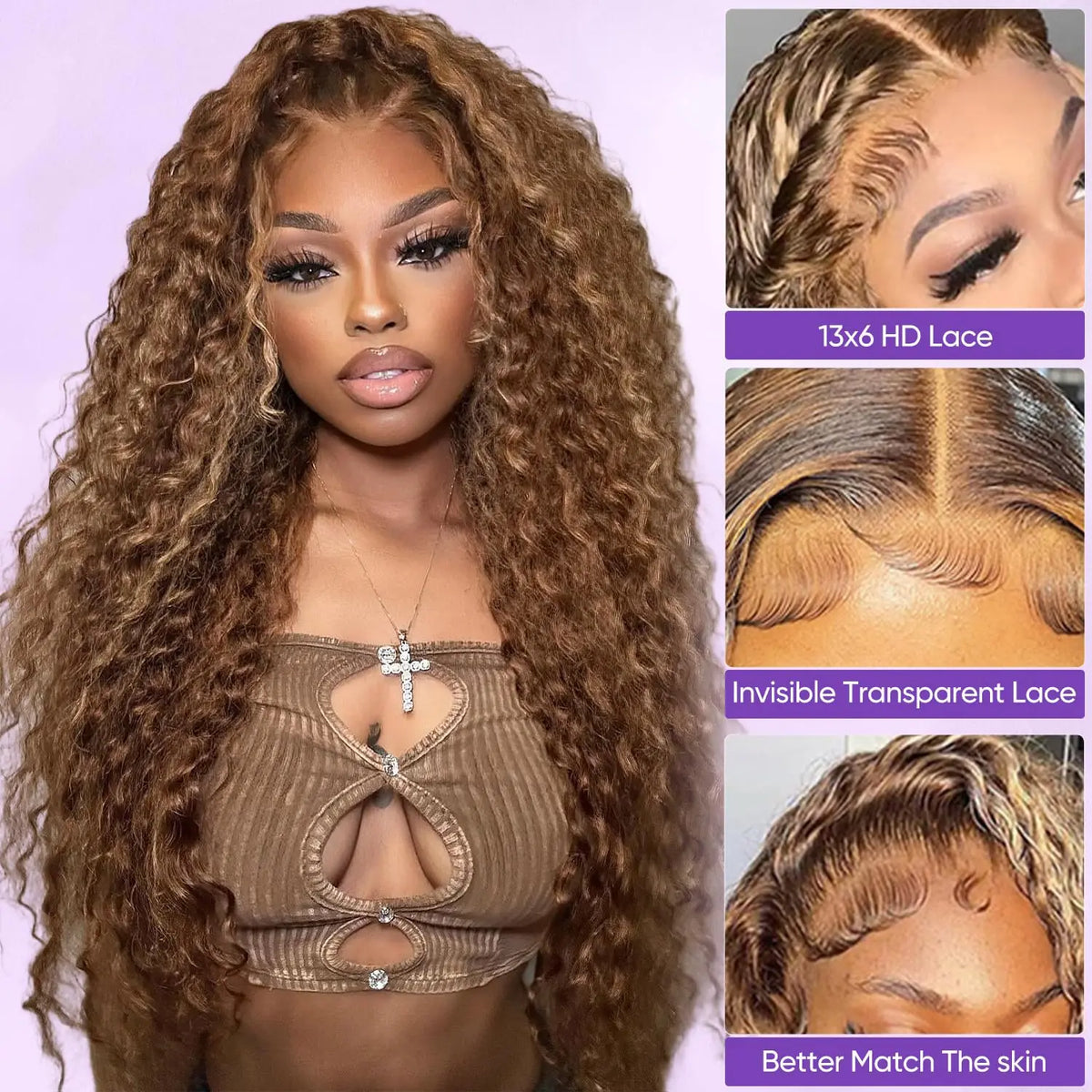 Honey Blonde Deep Wave HD Lace Front Wig